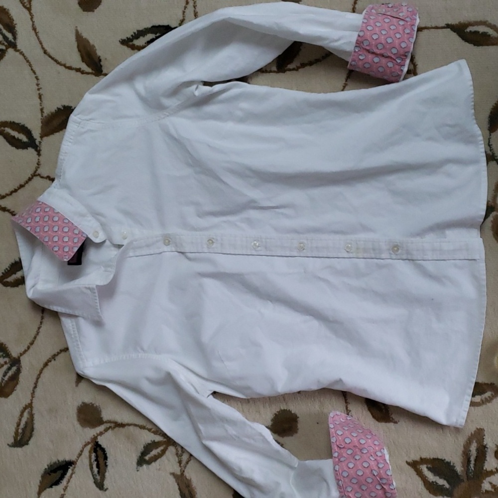 Vinyard VINES By Shep & Ian Womens White & Shells Oxford Shirt Size 12